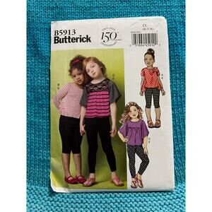 Butterick 5913 pattern kids girls top leggings size 6 7 8